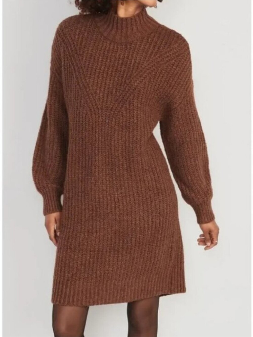 Old Navy Brown Ribbed Cowl-Neck Sweater Dress
